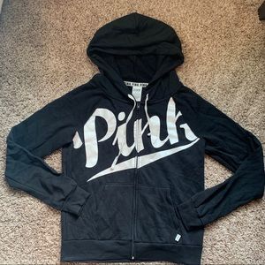 PINK black zip up hoodie